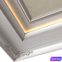 Art Deco coffered ceiling with OTTOCENTO decorative painting.Modern ceiling Decorative plaster 3D Model Vray, Corona