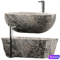 Bathtub made of river stone 3D Model Corona