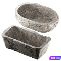 Bathtub made of river stone 3D Model Corona