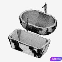 Bathtub made of river stone 3D Model Corona