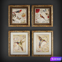 The collection of paintings "Birds" №2 3D Model Vray