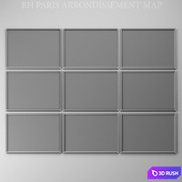 PARIS ARRONDISSEMENT MAP 3D Model Vray