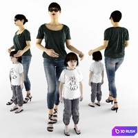 Mom with child 3D Model Vray