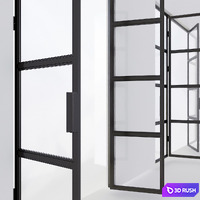 Metal doors in Loft 3 style 3D Model Corona