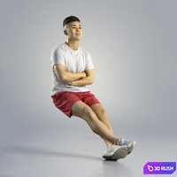 Man Kevin Casual Sitting 003 3D Model Vray, Corona