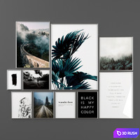 Poster Set "Road" 3D Model Vray, Corona