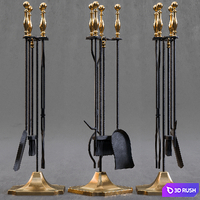 Hearth tool set 3D Model Corona