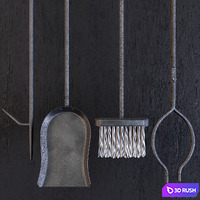 Hearth tool set 3D Model Corona