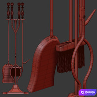Hearth tool set 3D Model Corona