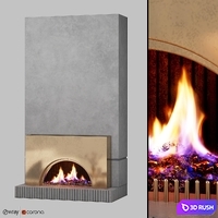 Fire place 3D Model Vray, Corona