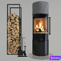 Fireplace and Accessories 3D Model Vray