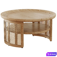 Japandi Round Wood Coffee Table 3D Model Corona