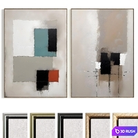 Plaster Two Photo Frame D-673 3D Model Vray, Corona