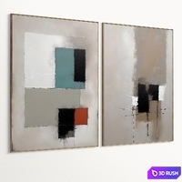 Plaster Two Photo Frame D-673 3D Model Vray, Corona