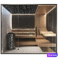 Finnish sauna with burnt wood decor 3D Model Corona