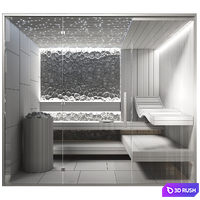 Finnish sauna with burnt wood decor 3D Model Corona