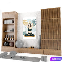 Home Gym Fitness Decoration Set 61 3D Model Vray