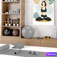 Home Gym Fitness Decoration Set 61 3D Model Vray