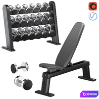 NOHrD Black DumbBells WeightBench Weight Rack 3D Model Vray, Corona
