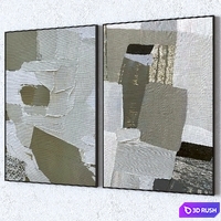 Set of large wall paintings 3356 3D Model Vray, Corona