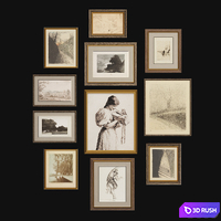 Set of classic paintings 73 3D Model Corona