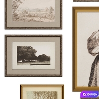 Set of classic paintings 73 3D Model Corona