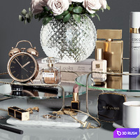 Cosmetic set with a bouquet of roses 3D Model Corona