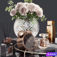 Cosmetic set with a bouquet of roses 3D Model Corona