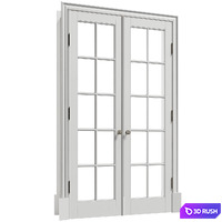Classic white double door 3D Model Vray, Corona