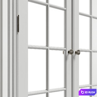 Classic white double door 3D Model Vray, Corona