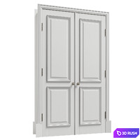 Classic white double door 3D Model Vray, Corona