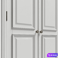 Classic white double door 3D Model Vray, Corona