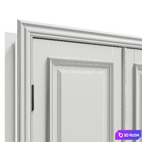 Classic white double door 3D Model Vray, Corona