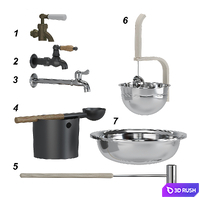 Bath ta, buckets, ladles 3D Model Vray, Corona