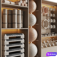 Rack with sports equipment for yoga and group classes 001 3D Model Corona