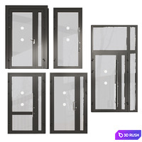 Fireproof stained glass doors 01 3D Model Corona