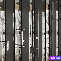 Fireproof stained glass doors 01 3D Model Corona