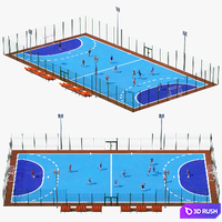 Handball with players 3D Model Corona