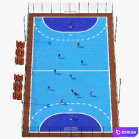 Handball with players 3D Model Corona