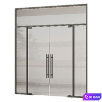 Glass entrance door set - door 282 - metal door - double glass door 3D Model Vray, Corona