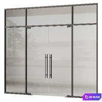 Glass entrance door set - door 282 - metal door - double glass door 3D Model Vray, Corona
