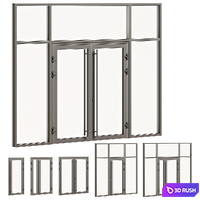 Entrance door with glass facade 3D Model Vray, Corona