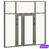 Entrance door with glass facade 3D Model Vray, Corona