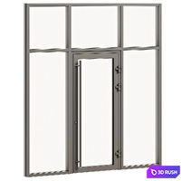 Entrance door with glass facade 3D Model Vray, Corona