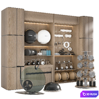 Gym Rack with Sport Equipment No1 3D Model Vray, Corona