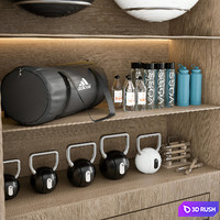 Gym Rack with Sport Equipment No1 3D Model Vray, Corona