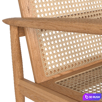 Zara Home TEAK AND RATTAN ARMCHAIR 3D Model Vray, Corona