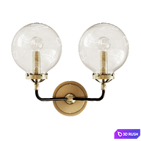 RH bistro globe clear glass double sconce 3D Model Corona