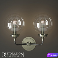 RH bistro globe clear glass double sconce 3D Model Corona