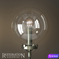 RH bistro globe clear glass double sconce 3D Model Corona